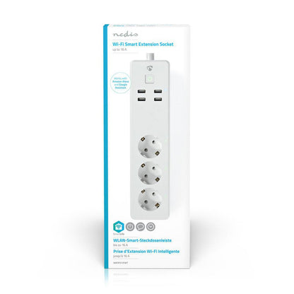 Nedis | Wi-Fi Slimme Stekkerdoos | 4 Stopcontacten | 2 USB-poorten | Wit - Matmuis