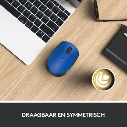 Logitech M171 | Draadloze Muis | Links- en Rechtshandig | RF | 1000 DPI | Zwart/Blauw - Matmuis - Matmuis