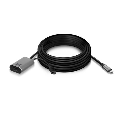 ACT AC7060 | USB-C Verlengkabel met Signaalversterker | 5m | Zwart - Matmuis - Matmuis