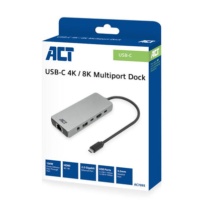 ACT AC7095 | Docking Station | USB-C | Zilver - Matmuis - Matmuis