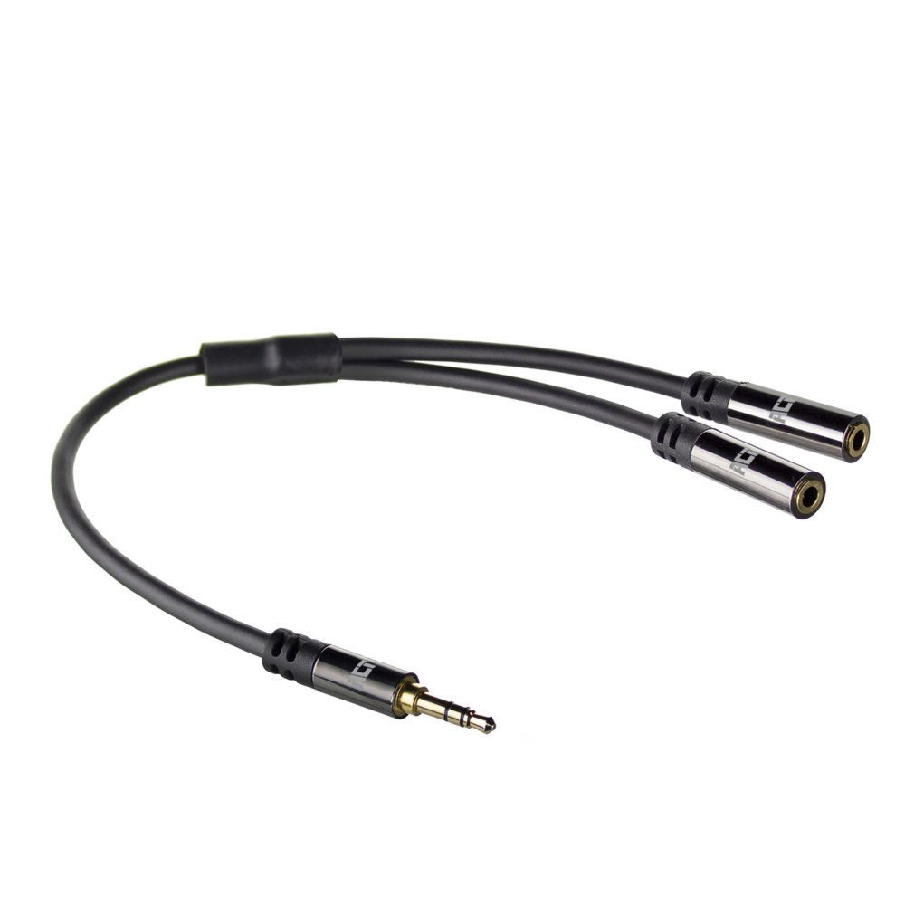 ACT AC3620 | 3.5mm Splitterkabel | 0,15 Meter | 1x Male naar 2x Female | Zwart - Matmuis - Matmuis