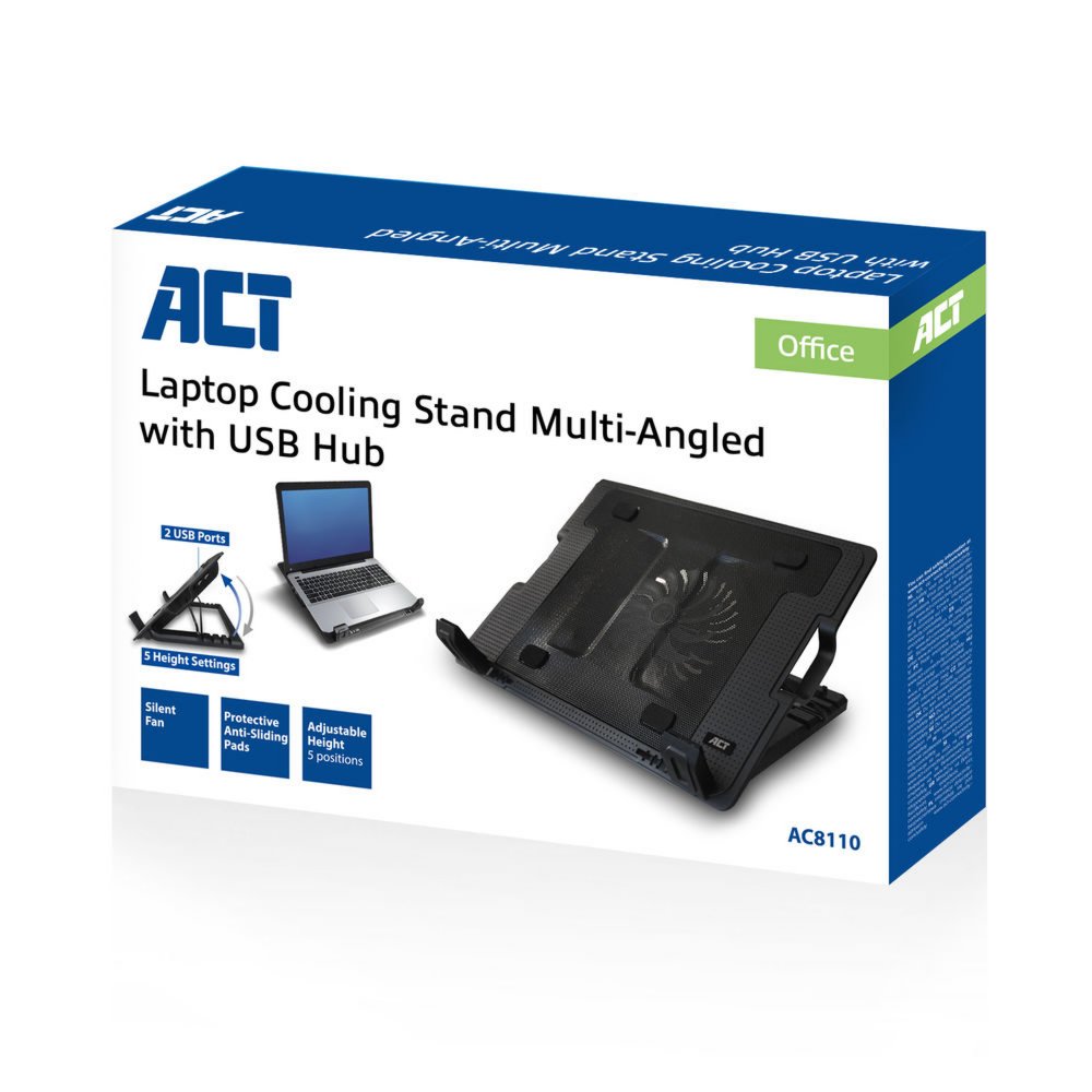 ACT AC8110 | Notebook Cooling Pad | 43,9 cm (17.3") | 1000 RPM | Zwart - Matmuis