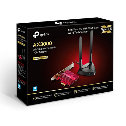 TP-Link Archer TX3000E | Wi-Fi 6 PCIe Adapter | 2402 Mbps (5 GHz) + 574 Mbps (2,4 GHz) | Bluetooth 5.0 | PCIe x1 - Matmuis - Matmuis