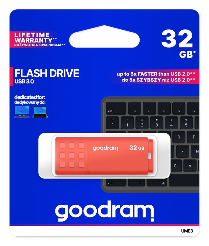 Goodram UME3 | 32GB USB-A 3.2 Flash Drive | Oranje - Matmuis