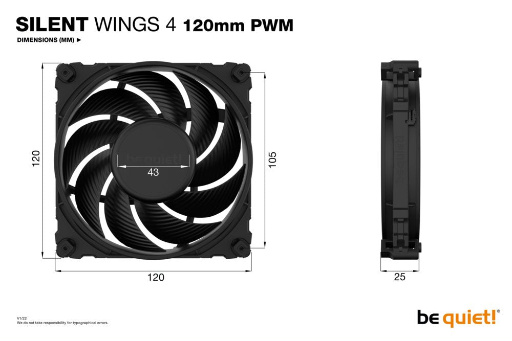 be quiet! Silent Wings 4 | 120mm PWM Case Fan | Zwart - Matmuis - Matmuis