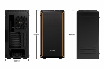 be quiet! Pure Base 600 Window | Midi Tower Case | Zwart/Oranje - Matmuis
