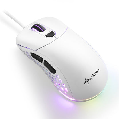 Sharkoon Light² 200 | Bekabelde Gaming Muis | Links- en Rechtshandig | USB-A | 16000 DPI | Wit - Matmuis - Matmuis