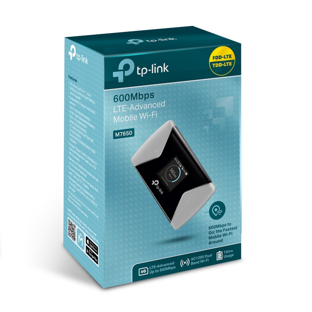 TP-Link M7650 | Mobiele WiFi (4G LTE) Router | 600 Mbit/s | Zwart - Matmuis - Matmuis