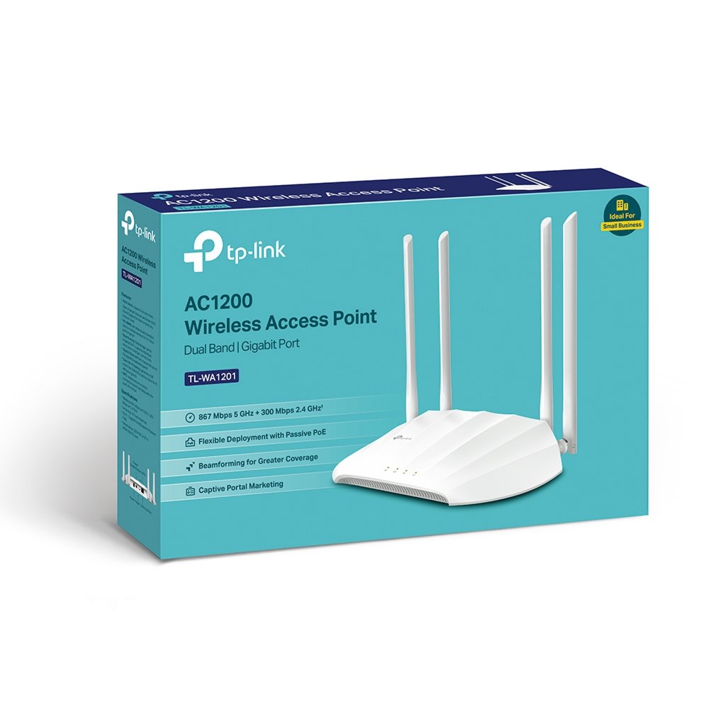 TP-Link TL-WA1201 | Wi-Fi 5 Access Point | 867 Mbps | PoE Ondersteuning | Inclusief Voedingsadapter | Dual-Band - Matmuis
