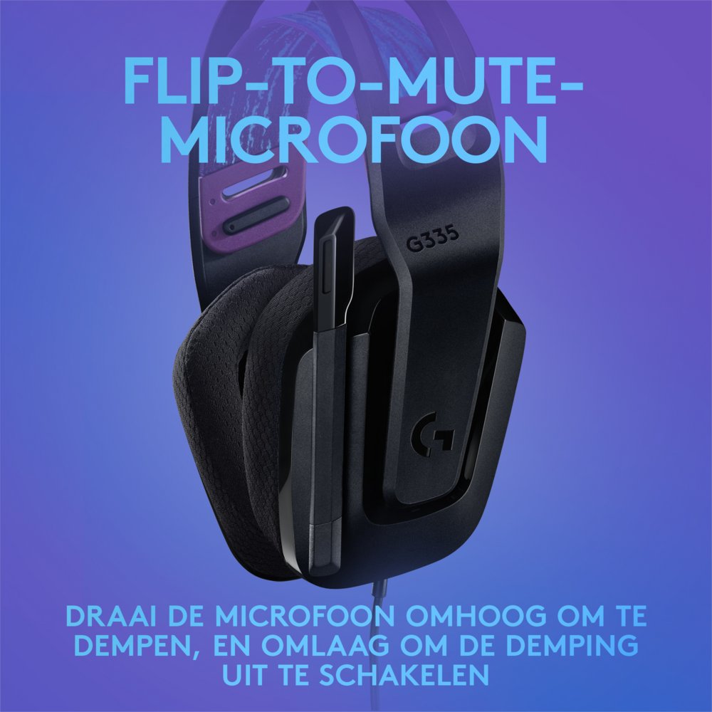 Logitech G335 | On-Ear Gaming Headset 3,5mm Connector | Zwart - Matmuis - Matmuis
