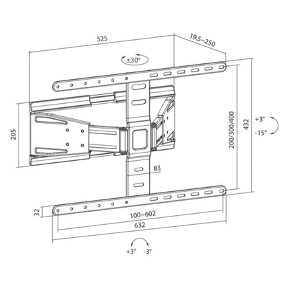 SBOX PLB-79464 | Verstelbare TV-beugel | 43-90" | Max 50kg | VESA 600x400 - Matmuis