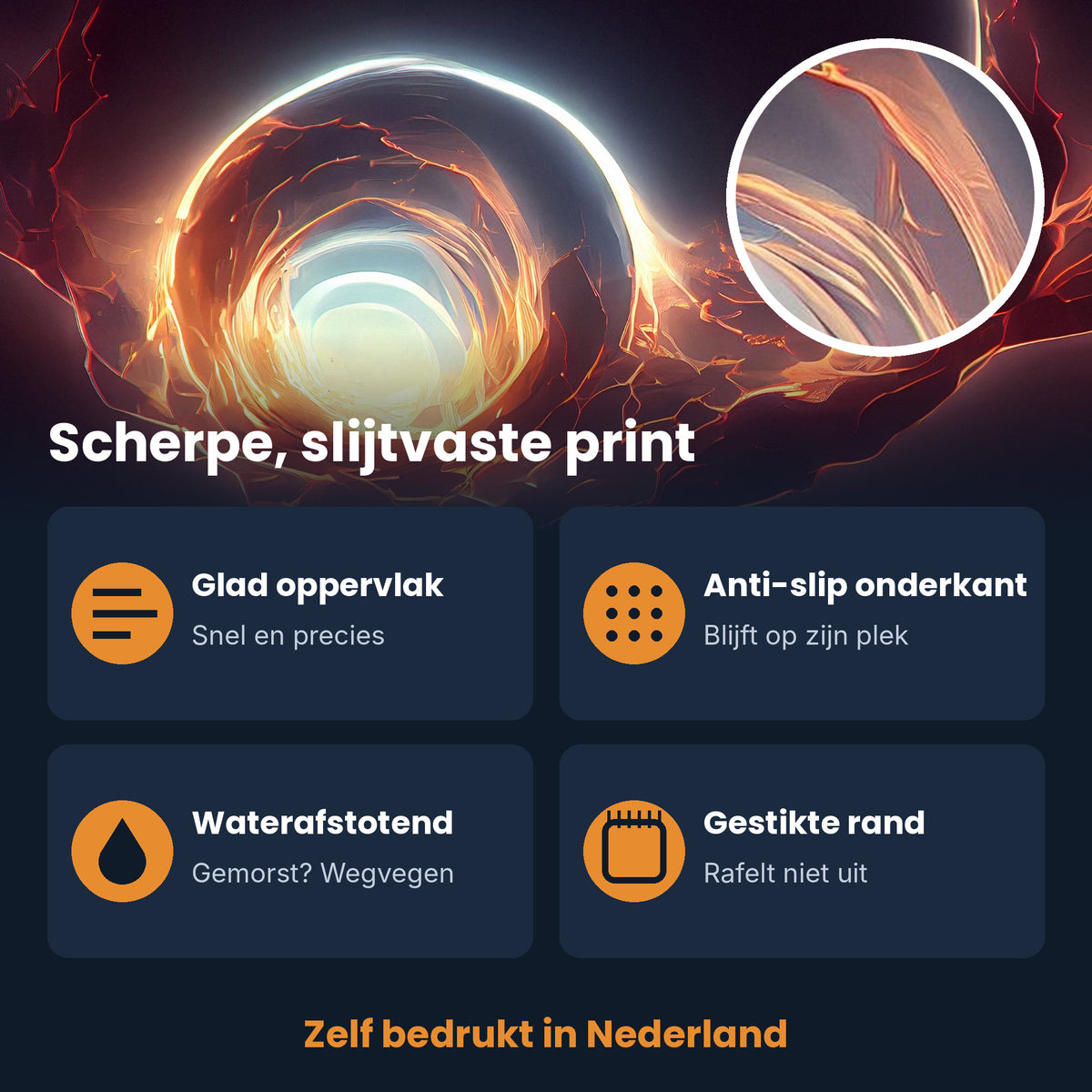 Print XXL muismat Space Planet Cloud Dimension met kenmerken: glad, anti-slip, waterafstotend, gestikte rand