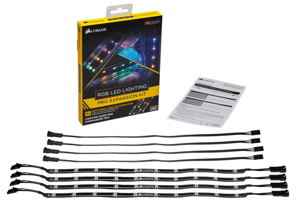 Corsair CL-8930002 | RGB LED Lighting PRO Expansion Kit | 4 Individueel Aanspreekbare LED Strips | Voor PC Behuizing - Matmuis - Matmuis