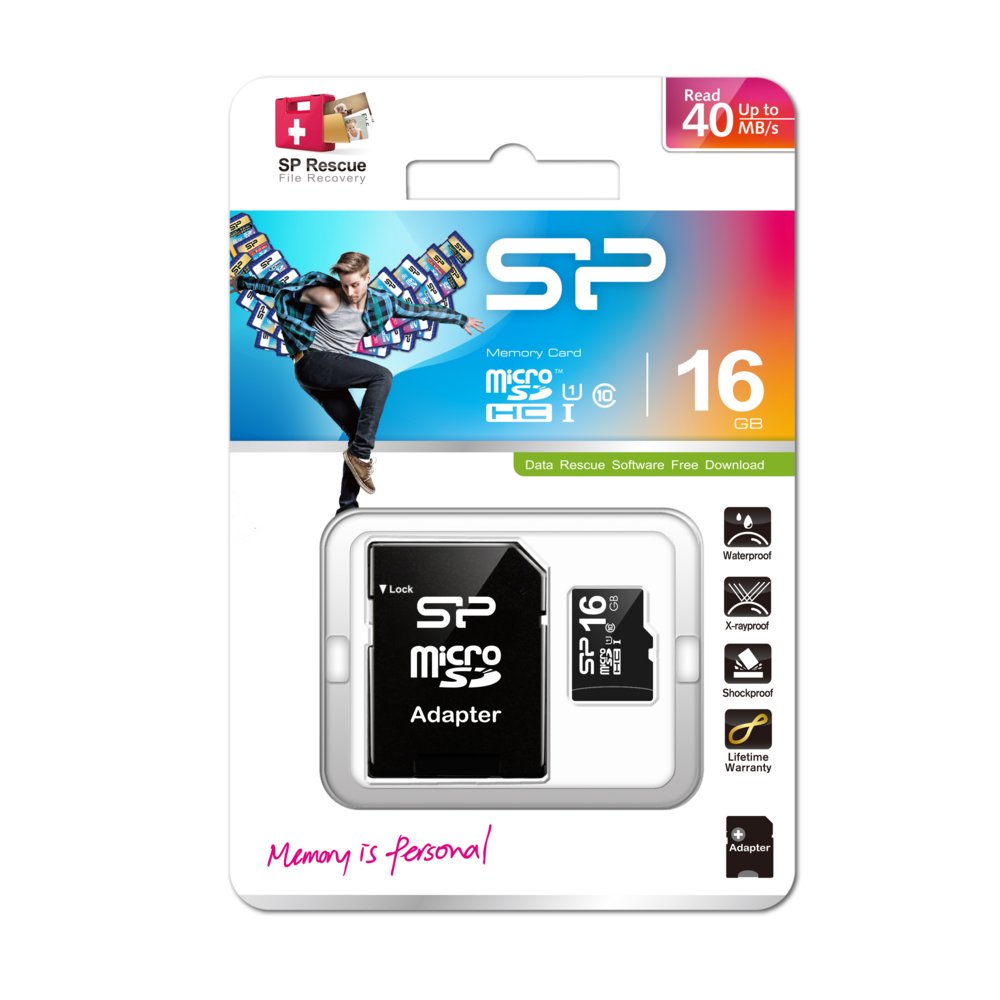 Silicon Power Elite | MicroSDHC | 16GB | Class 10 | UHS-I U1 | Inclusief SD-adapter | Zwart - Matmuis