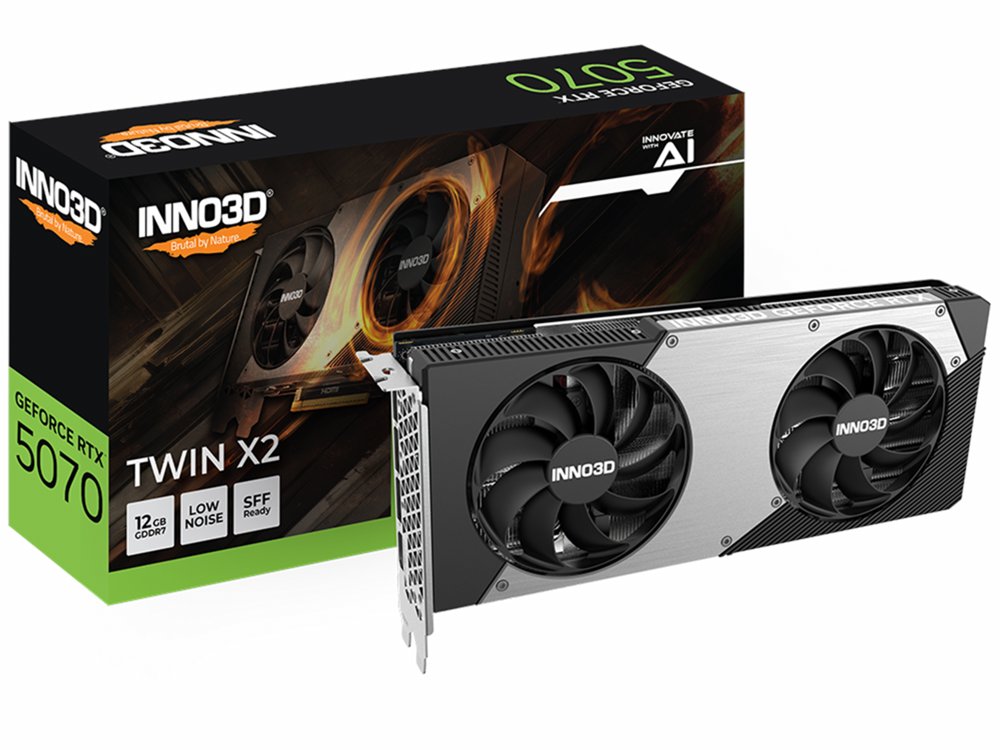 INNO3D GeForce RTX 5070 TWIN X2 | 12GB GDDR7 | DLSS 4 | Videokaart | Nvidia GPU - Matmuis - Matmuis