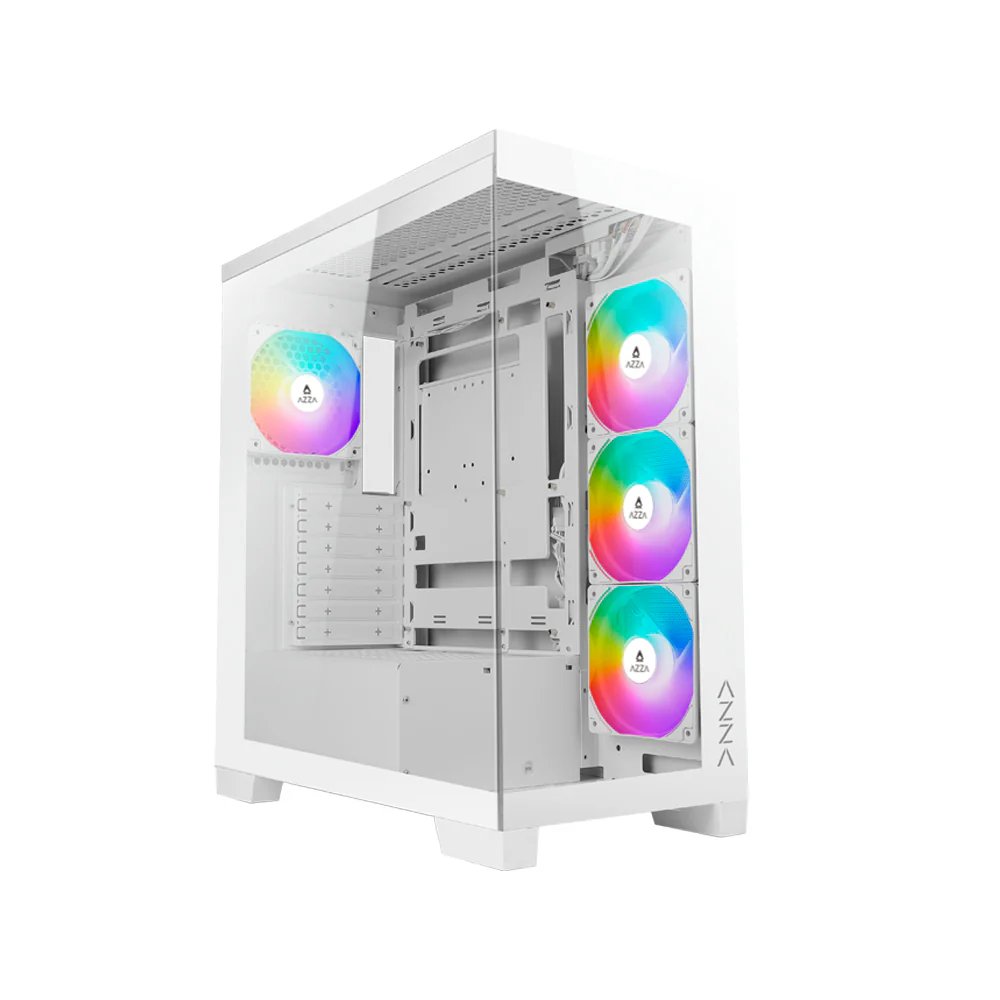 Case Azza Cove | Midi Tower | RGB | Tempered Glass | Wit - Matmuis