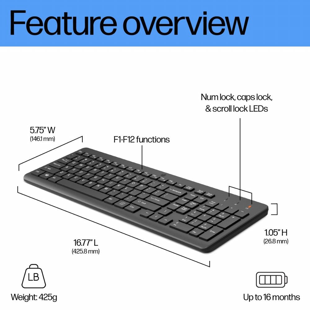 HP 220 | Draadloos Toetsenbord | QWERTY - Matmuis - Matmuis