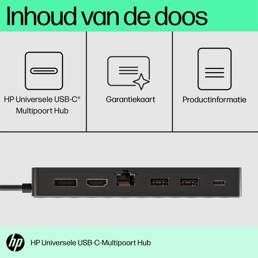 HP Universal Multiport Hub | USB-C | Zwart - Matmuis - Matmuis