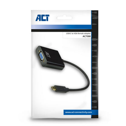 ACT AC7300 | USB-C naar VGA Adapter | 0,15 m | Zwart - Matmuis - Matmuis