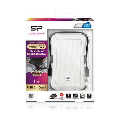 Silicon Power Rugged Armor Externe Harde Schijf | 1TB | USB 3.2 | Wit