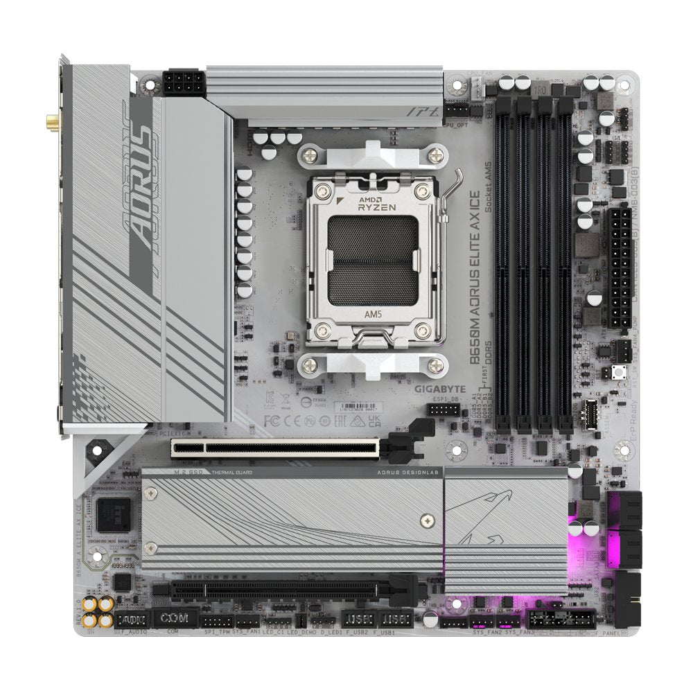 Gigabyte B650M AORUS ELITE AX ICE | Socket AM5 | AMD B650 | 4xDDR5 | Micro ATX | Moederbord - Matmuis - Matmuis