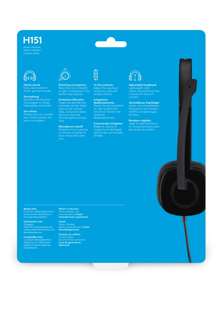Logitech H151 | Bedrade On-ear Headset | 3.5mm | Zwart - Matmuis - Matmuis