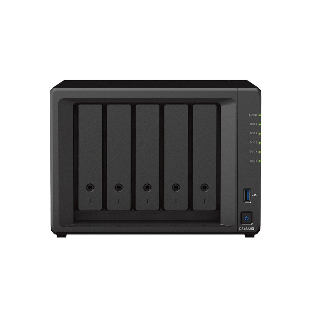 Synology DiskStation DS1522+ NAS | 5 Drive Bays | AMD Ryzen R1600 | 4x Gigabit Ethernet | Desktop | Zwart