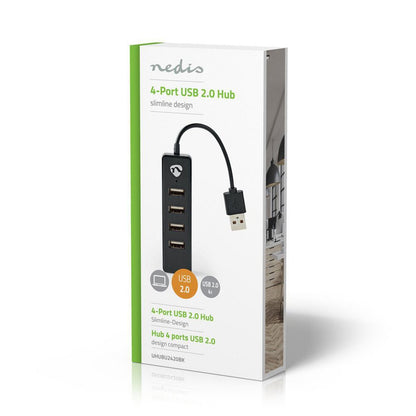 Nedis UHUBU2420BK | Interface Hub USB 2.0 (480 Mbit/s) | 4 poorten | Zwart - Matmuis