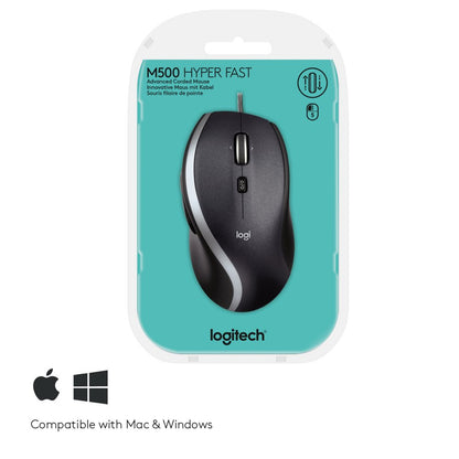 Logitech M500 | 1000 DPI Laser Sensor | Bedrade USB Muis | 7 Knoppen | Supersnel Scrollwiel | Rechtshandig | Zwart - Matmuis - Matmuis