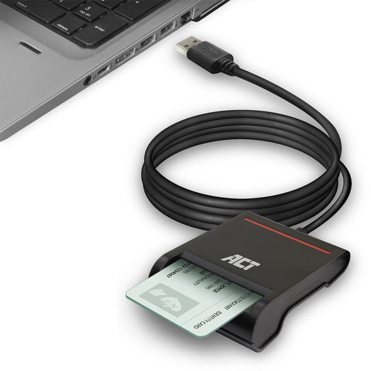 ACT AC6015 USB Smartcard eID Kaartlezer Zwart | USB 2.0 | Geschikt voor Windows en macOS - Matmuis - Matmuis