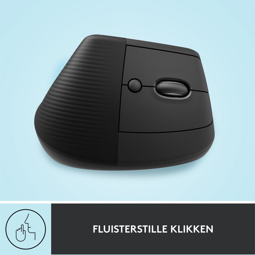 Logitech Lift | Ergonomische Draadloze Muis | Rechtshandig | RF + Bluetooth | 4000 DPI | Grafiet - Matmuis - Matmuis