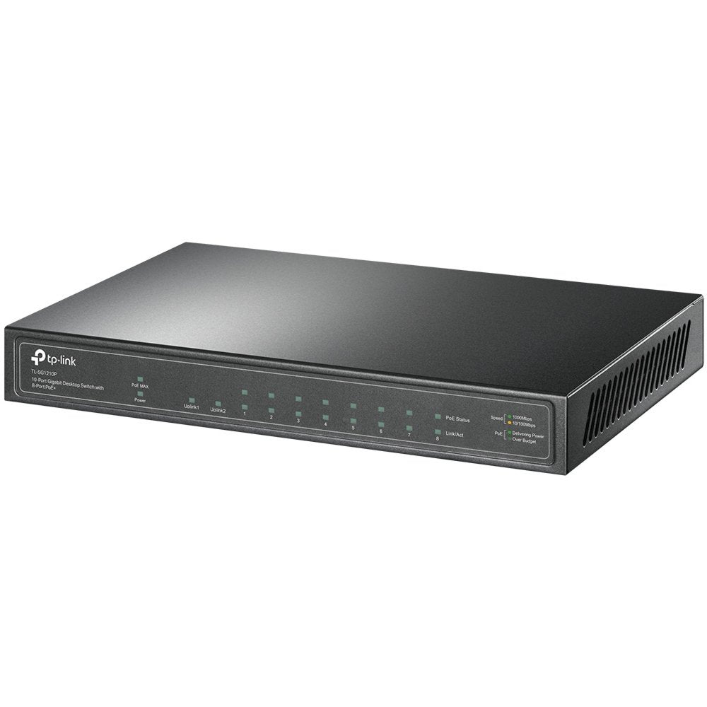 TP-Link TL-SG1210P | Unmanaged Switch | 10 Poorten | Gigabit Ethernet (10/100/1000 Mbps) | PoE | Grijs - Matmuis