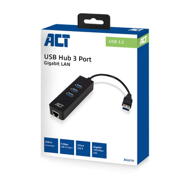 ACT AC6310 | USB 3.2 Gen 1 Interface Hub | Type-A | 5 Gbps | Zwart - Matmuis - Matmuis