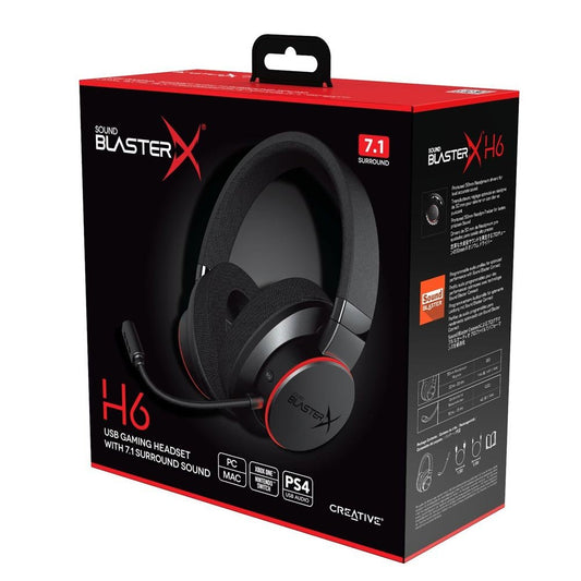 Creative Sound BlasterX H6 | Bedrade Over-ear Gaming Headset | USB-A & 3.5mm | Zwart & RGB - Matmuis - Matmuis