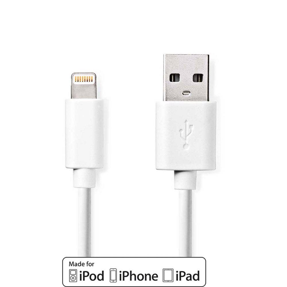 Nedis CCGL39300WT30 | Lightning-naar-USB-A kabel | 3 m | Lightning Male naar USB-A Male | Opladen en synchroniseren | Wit - Matmuis - Matmuis