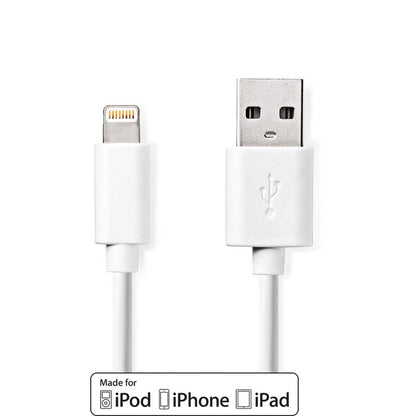 Nedis CCGL39300WT30 | Lightning-naar-USB-A kabel | 3 m | Lightning Male naar USB-A Male | Opladen en synchroniseren | Wit - Matmuis - Matmuis