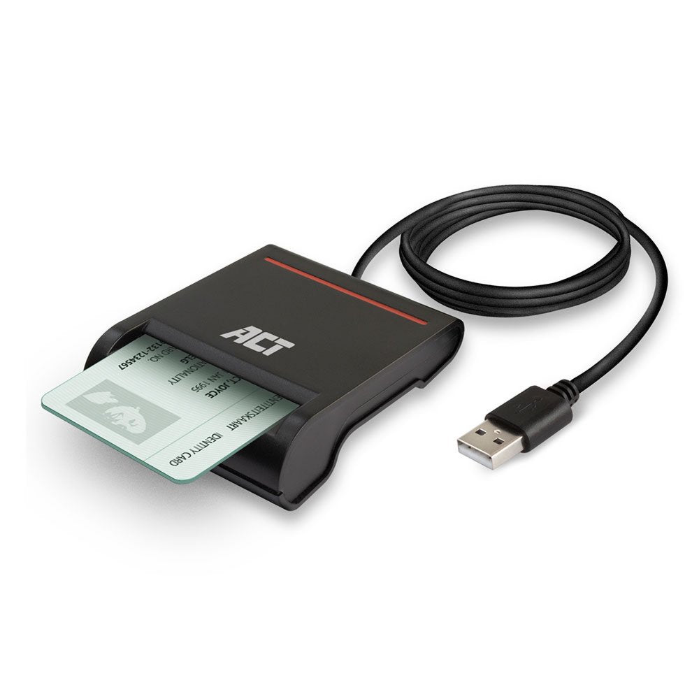 ACT AC6015 USB Smartcard eID Kaartlezer Zwart | USB 2.0 | Geschikt voor Windows en macOS - Matmuis - Matmuis