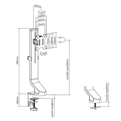 ACT AC8321 | In Hoogte Verstelbare Monitor-bureaubeugel | Tot 32" | Max 8kg | VESA 100x100 | 1 Monitor - Matmuis - Matmuis