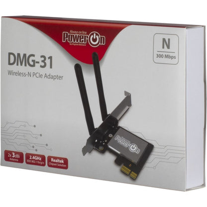 Inter-Tech DMG-31 | Interne WLAN-adapter | PCIe x1 | Wi-Fi 4 (802.11n) | 300 Mbps | 2x 3dBi antennes - Matmuis - Matmuis