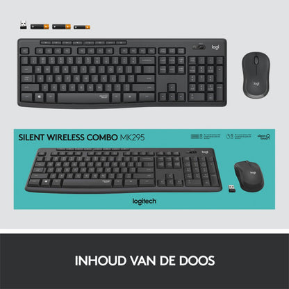 Logitech MK295 Silent | Draadloze Muis-en-Toetsenbordcombo | USB-ontvanger | QWERTY | Zwart - Matmuis - Matmuis