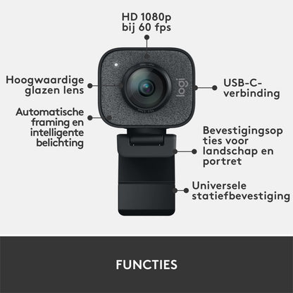 Logitech StreamCam | 1080p 60FPS USB-C Webcam met Microfoon | Grafiet - Matmuis - Matmuis