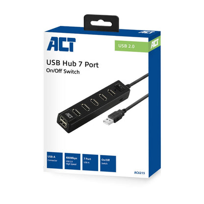 ACT AC6215 | USB 2.0 Interface Hub | 480 Mbps | Zwart - Matmuis - Matmuis