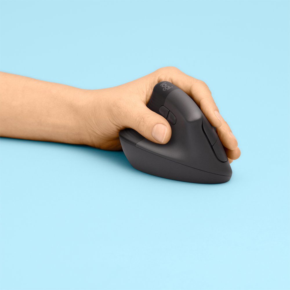 Logitech Lift | Ergonomische Draadloze Muis | Linkshandig | RF + Bluetooth | 4000 DPI | Grafiet - Matmuis - Matmuis