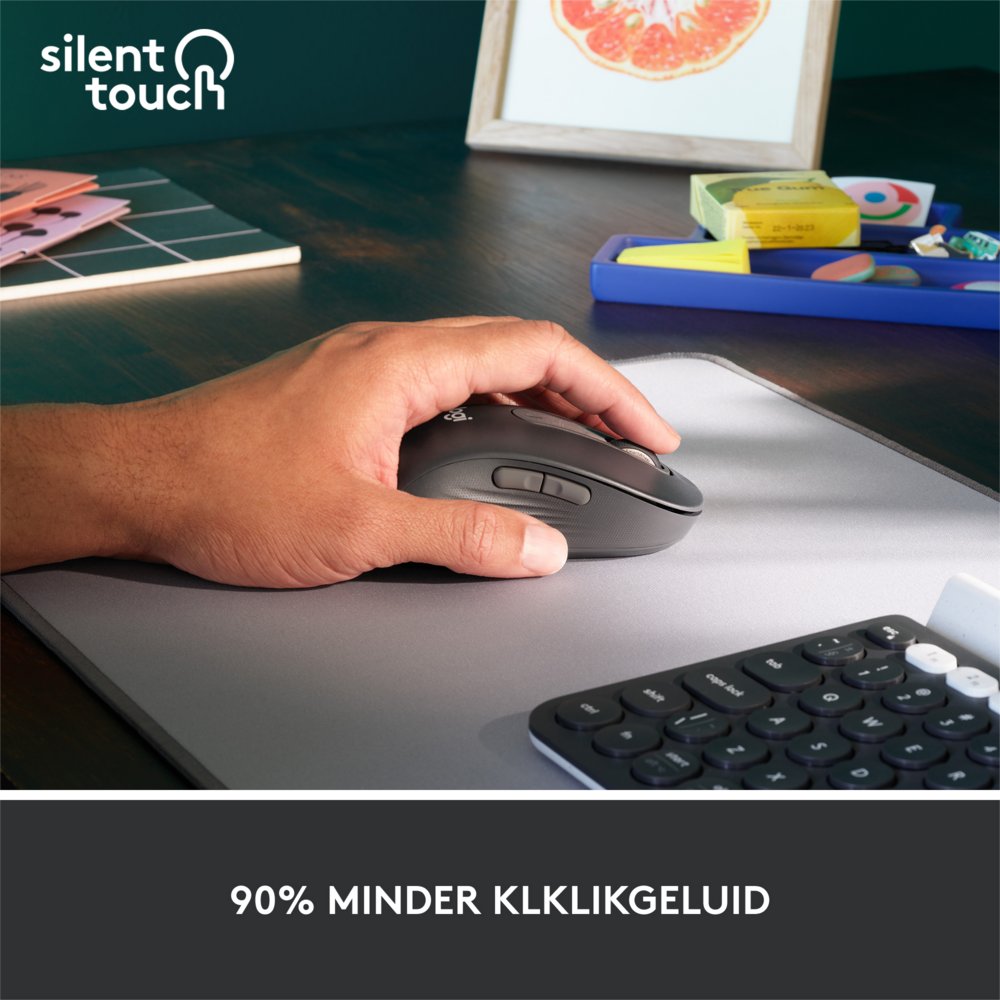Logitech Signature M650 | Draadloze Muis | Linkshandig | RF + Bluetooth | 2000 DPI | Grafiet - Matmuis - Matmuis