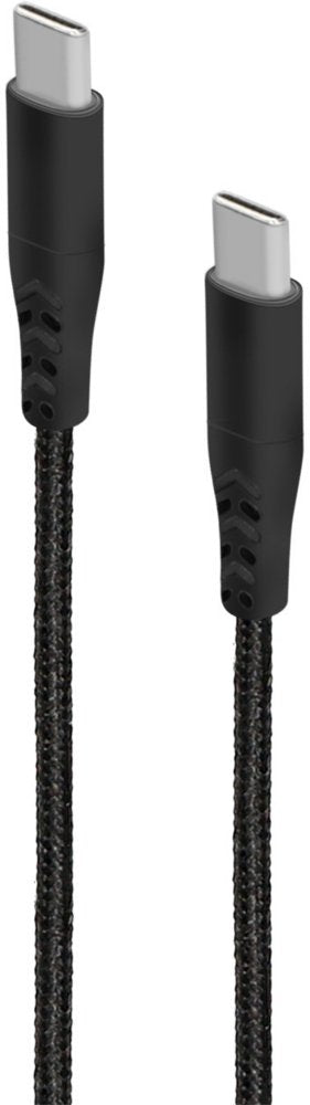 Mobiparts | USB-C naar USB-C Gevlochten Kabel | 2A | 1m | Zwart - Matmuis - Matmuis