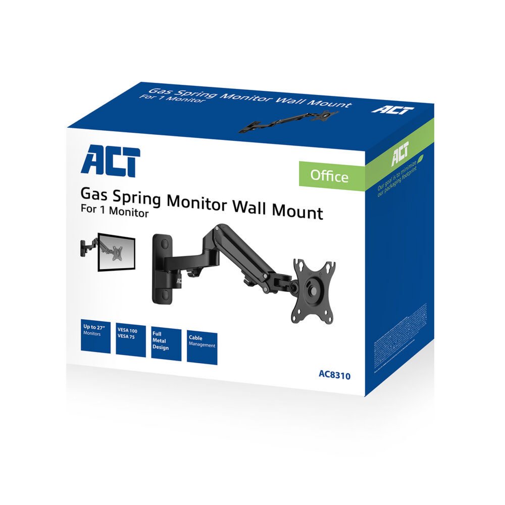 ACT AC8310 | Verstelbare Monitor-muurbeugel | Tot 27