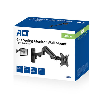 ACT AC8310 | Verstelbare Monitor-muurbeugel | Tot 27" | Max 7kg | VESA 100x100 | 1 Monitor - Matmuis - Matmuis