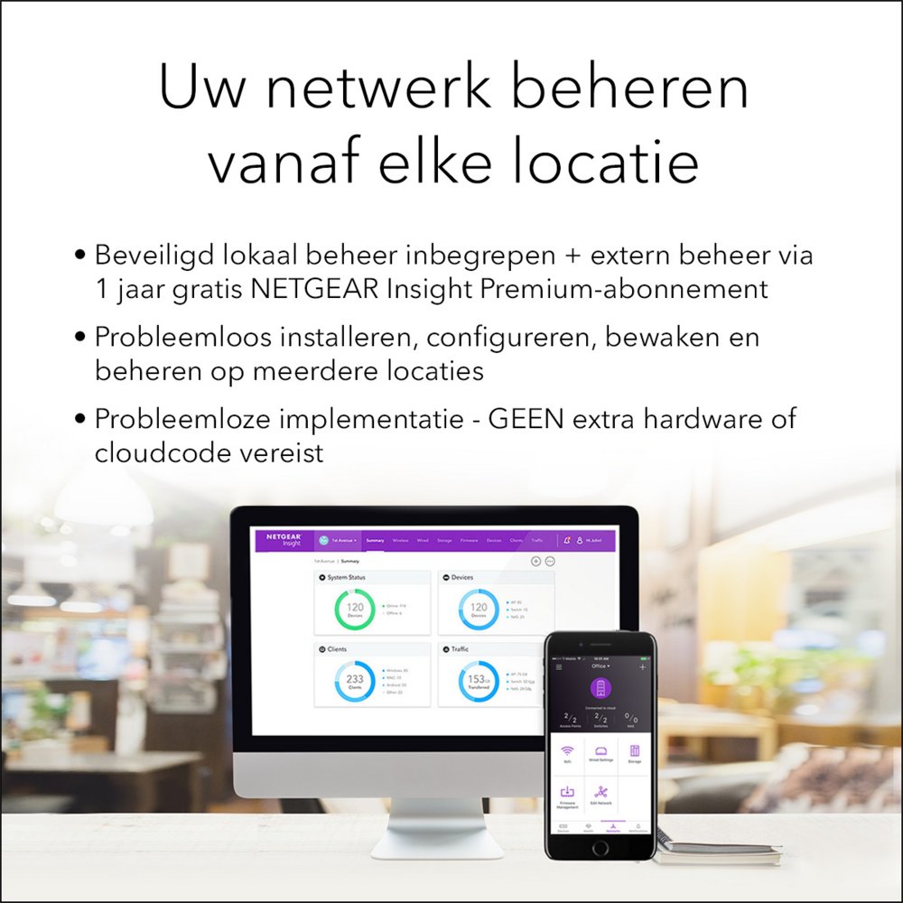 Netgear Insight WAX210 | WiFi 6 Access Point (AX1800) | 1800 Mbit/s | PoE (802.3at) | Inclusief Montagebeugel - Matmuis