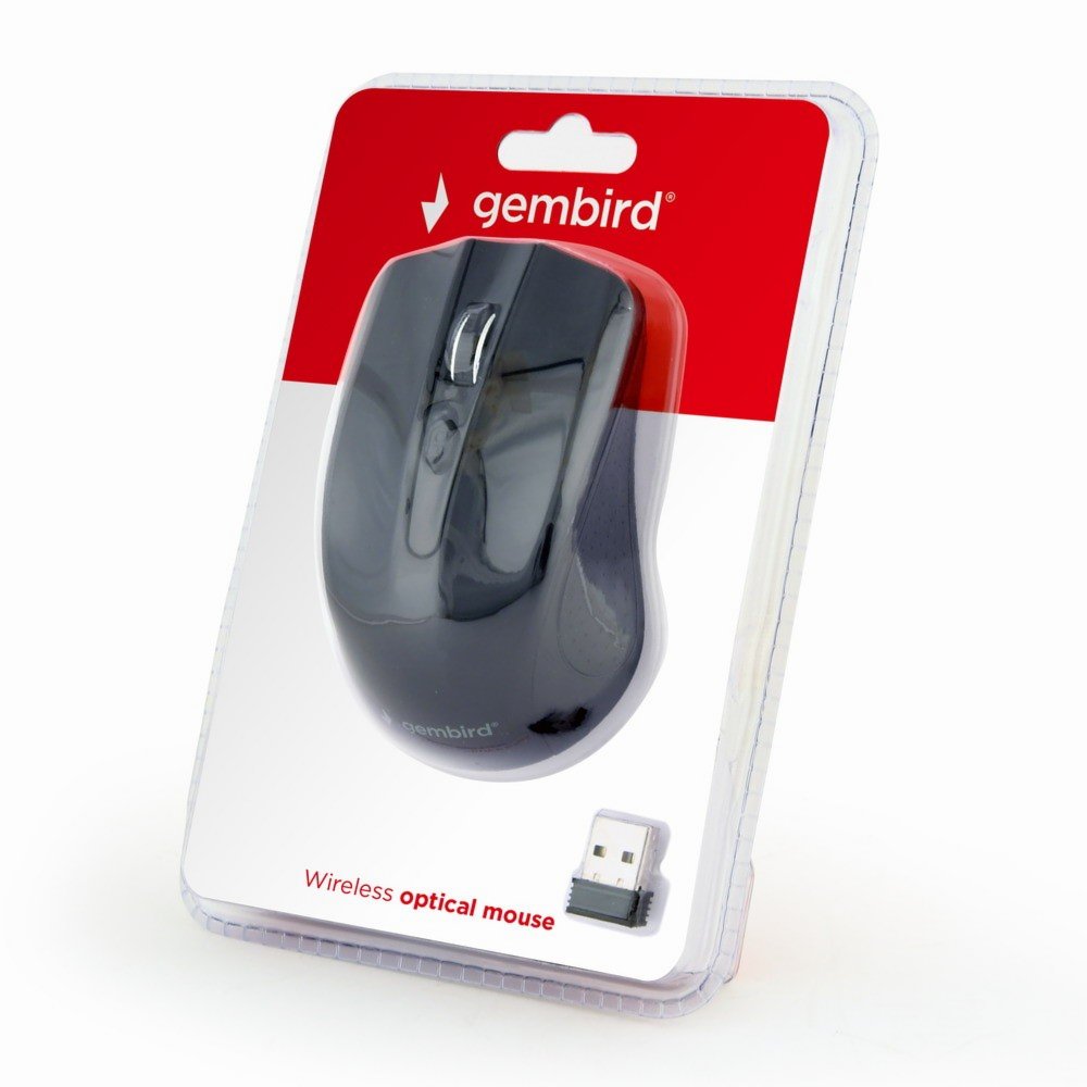 Gembird MUSW-4B-04 | Draadloze Muis | Links- en Rechtshandig | RF | 1600 DPI | Zwart - Matmuis - Matmuis