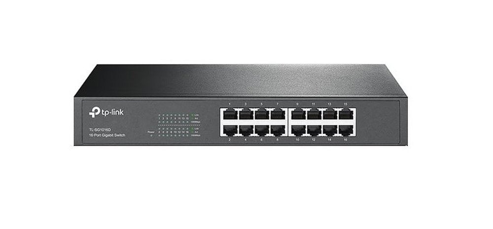 TP-Link TL-SF1016 | 16-poorts Fast Ethernet Switch (10/100 Mbps) | Unmanaged | 1U Rackmount | Zwart - Matmuis